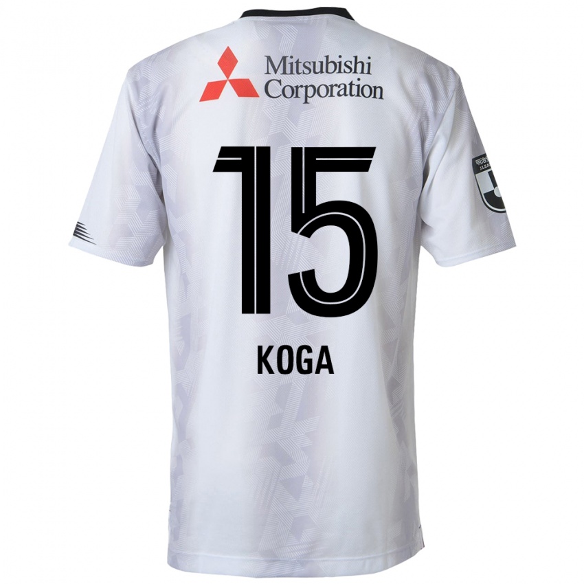 Kinder Shun Koga #15 Weiß Schwarz Auswärtstrikot Trikot 2024/25 T-Shirt