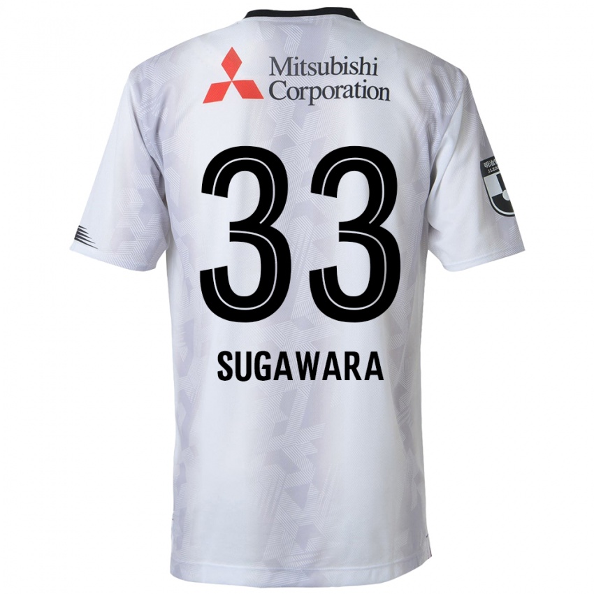 Kinder Yuta Sugawara #33 Weiß Schwarz Auswärtstrikot Trikot 2024/25 T-Shirt