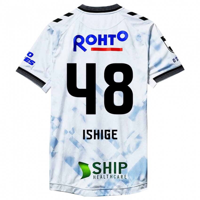 Kinder Hideki Ishige #48 Weiß Schwarz Auswärtstrikot Trikot 2024/25 T-Shirt