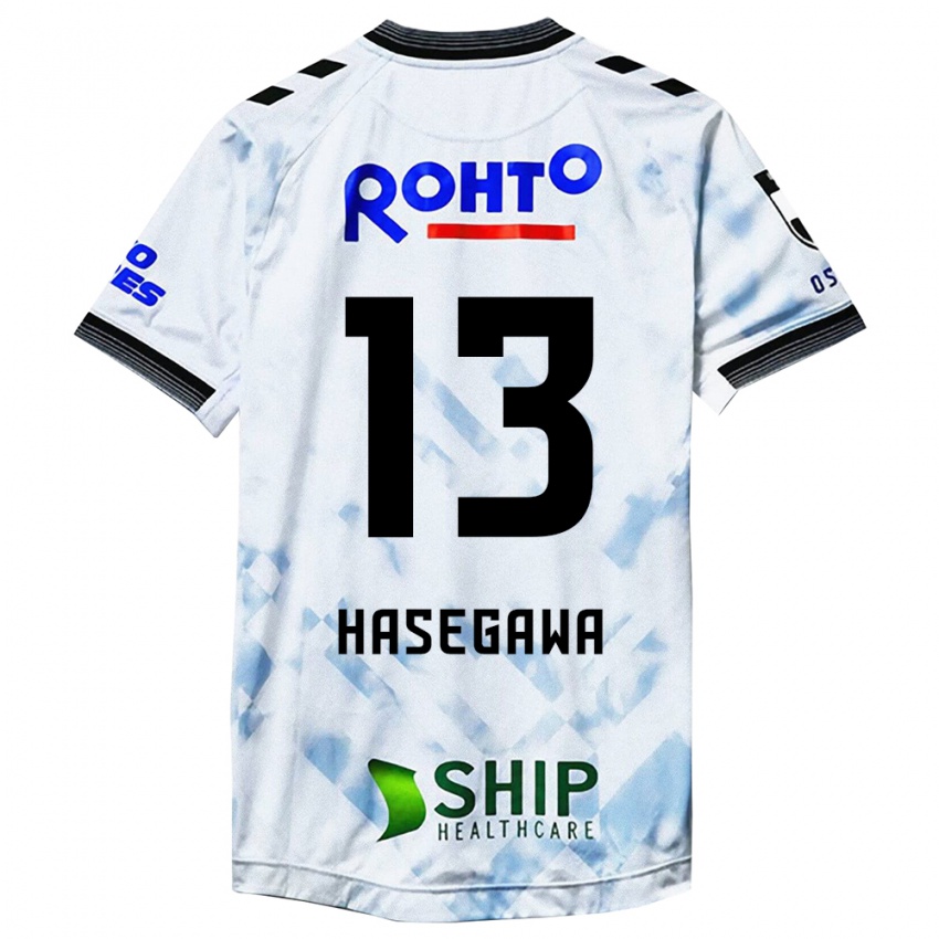 Kinder Kosei Hasegawa #13 Weiß Schwarz Auswärtstrikot Trikot 2024/25 T-Shirt