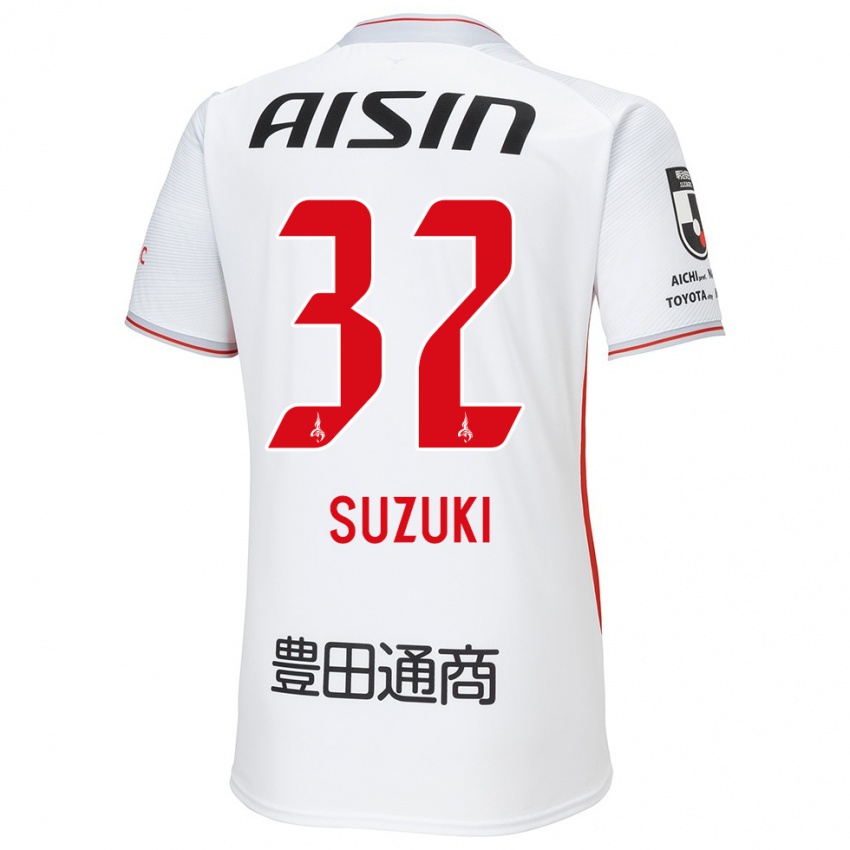 Kinder Haruto Suzuki #32 Weiß Gelb Rot Auswärtstrikot Trikot 2024/25 T-Shirt