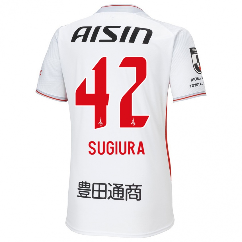 Kinder Shungo Sugiura #42 Weiß Gelb Rot Auswärtstrikot Trikot 2024/25 T-Shirt