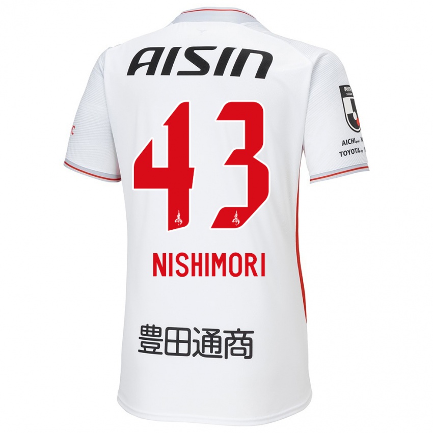 Kinder Yuto Nishimori #43 Weiß Gelb Rot Auswärtstrikot Trikot 2024/25 T-Shirt