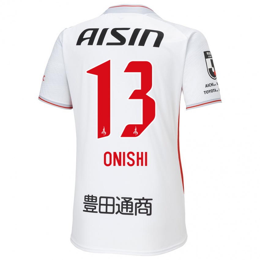 Kinder Ritsu Onishi #13 Weiß Gelb Rot Auswärtstrikot Trikot 2024/25 T-Shirt