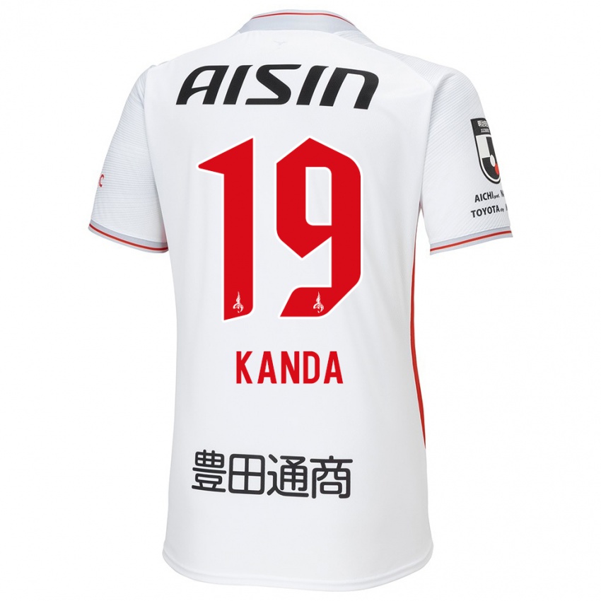 Kinder Ryu Kanda #19 Weiß Gelb Rot Auswärtstrikot Trikot 2024/25 T-Shirt