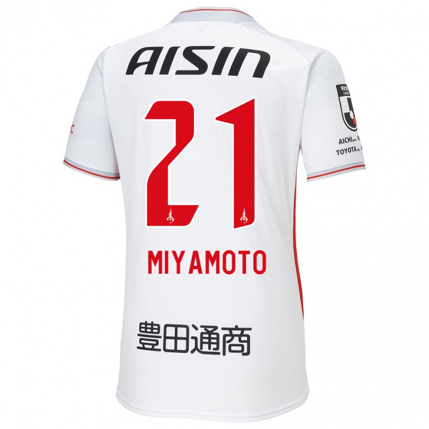 Kinder Kodai Miyamoto #21 Weiß Gelb Rot Auswärtstrikot Trikot 2024/25 T-Shirt