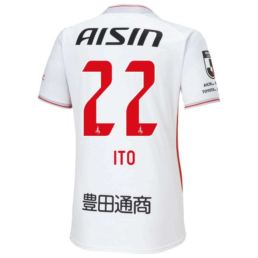 Kinder Ken Ito #22 Weiß Gelb Rot Auswärtstrikot Trikot 2024/25 T-Shirt