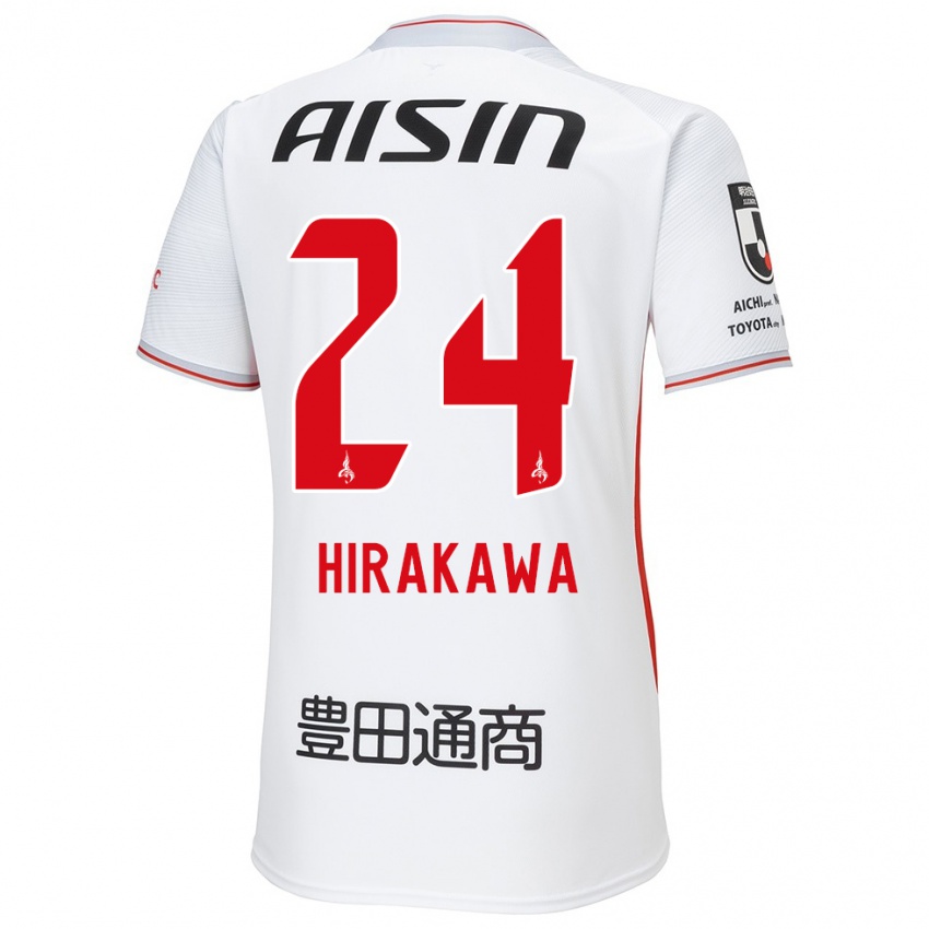 Kinder Haruto Hirakawa #24 Weiß Gelb Rot Auswärtstrikot Trikot 2024/25 T-Shirt