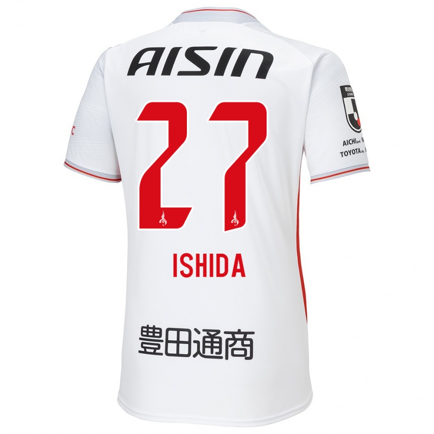 Kinder Kakeru Ishida #27 Weiß Gelb Rot Auswärtstrikot Trikot 2024/25 T-Shirt