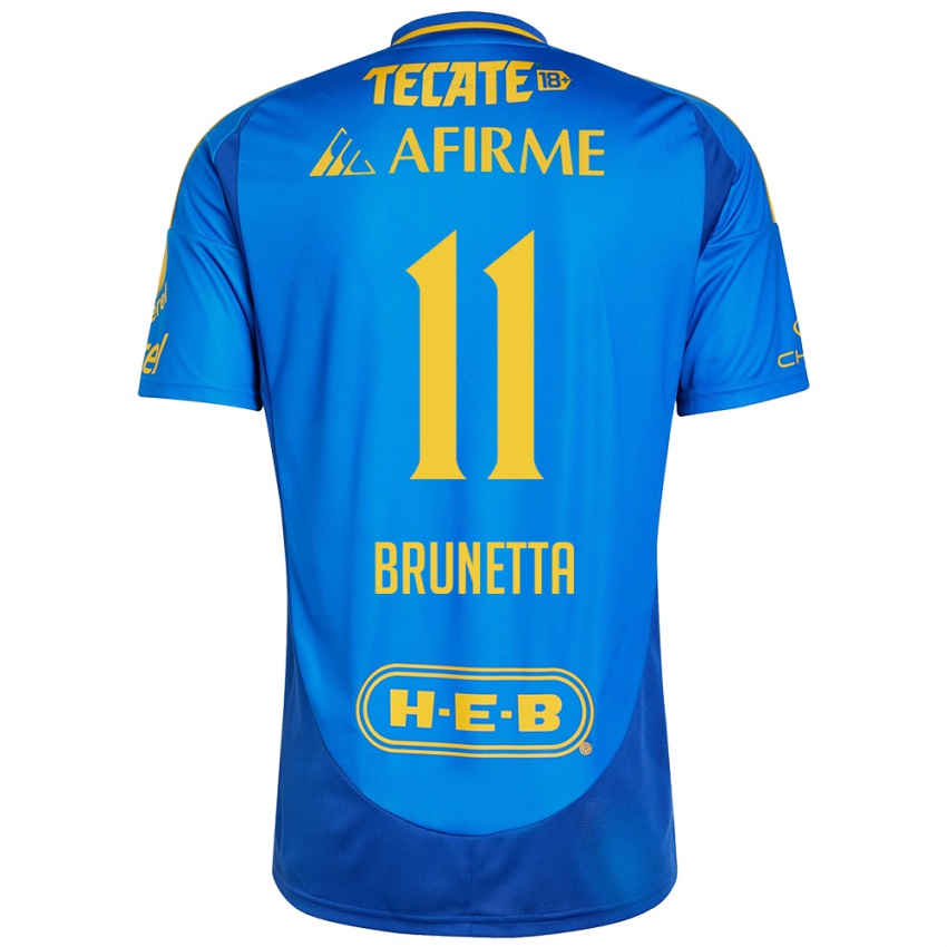 Kinder Juan Brunetta #11 Blau Gelb Auswärtstrikot Trikot 2024/25 T-Shirt