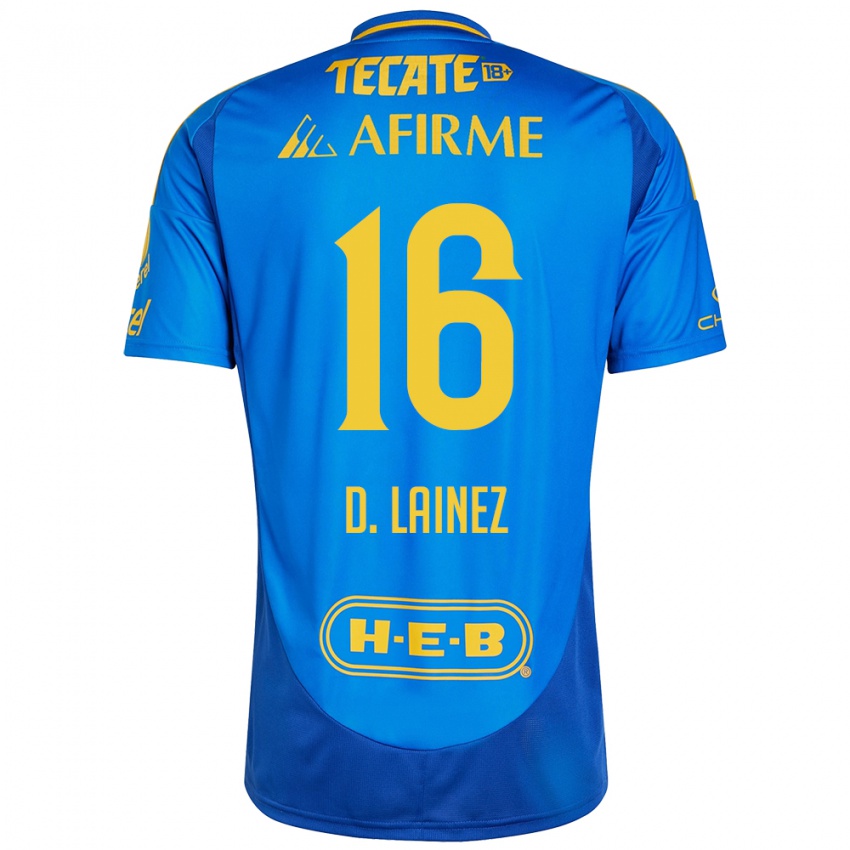 Kinder Diego Lainez #16 Blau Gelb Auswärtstrikot Trikot 2024/25 T-Shirt