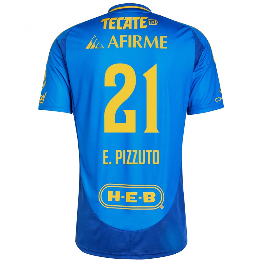 Kinder Eugenio Pizzuto #21 Blau Gelb Auswärtstrikot Trikot 2024/25 T-Shirt