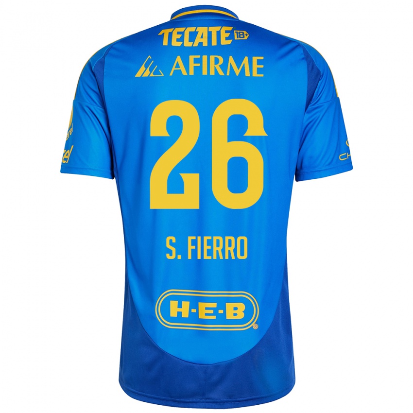 Kinder Sebastián Fierro #26 Blau Gelb Auswärtstrikot Trikot 2024/25 T-Shirt