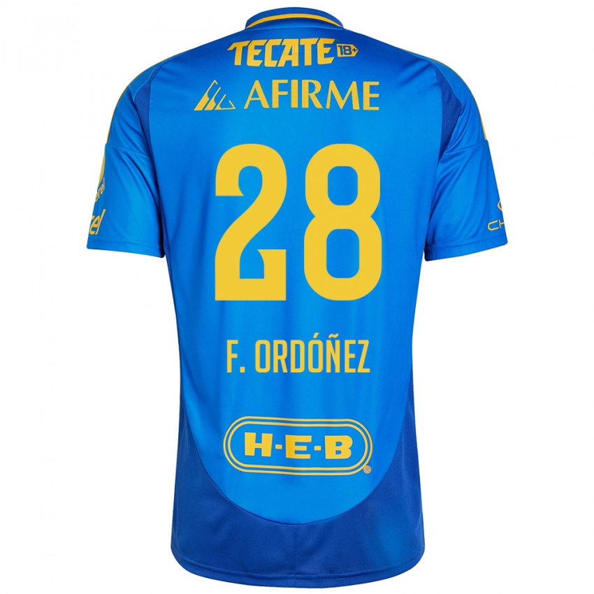 Kinder Fernando Ordóñez #28 Blau Gelb Auswärtstrikot Trikot 2024/25 T-Shirt