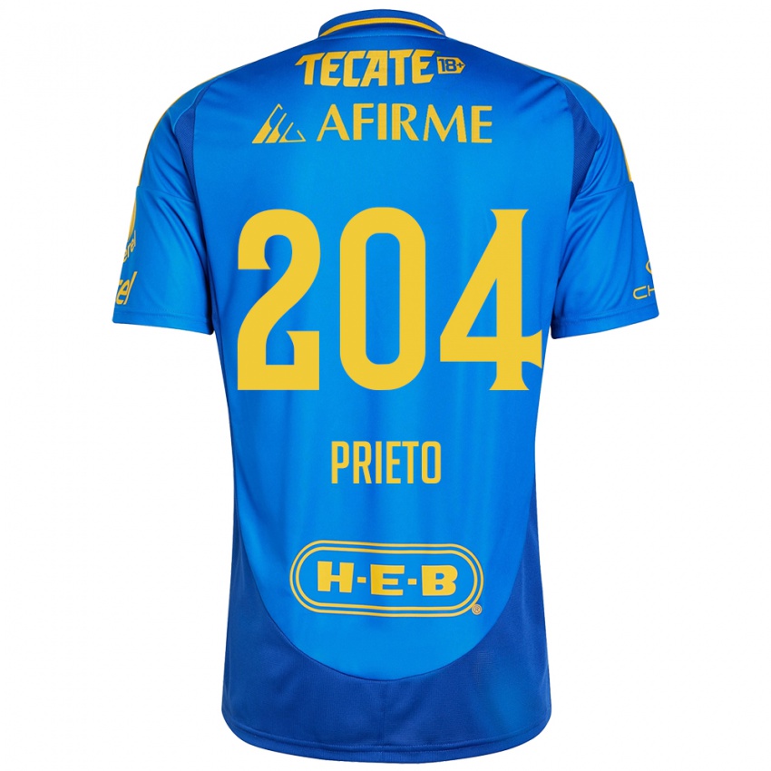 Kinder Leonel Prieto #204 Blau Gelb Auswärtstrikot Trikot 2024/25 T-Shirt