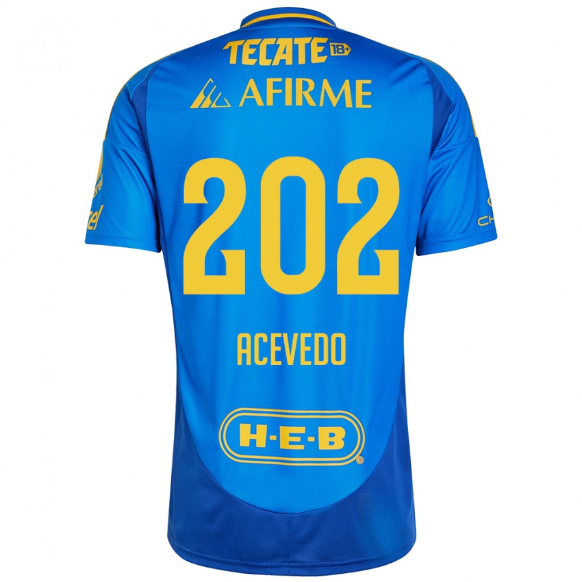 Kinder José Acevedo #202 Blau Gelb Auswärtstrikot Trikot 2024/25 T-Shirt