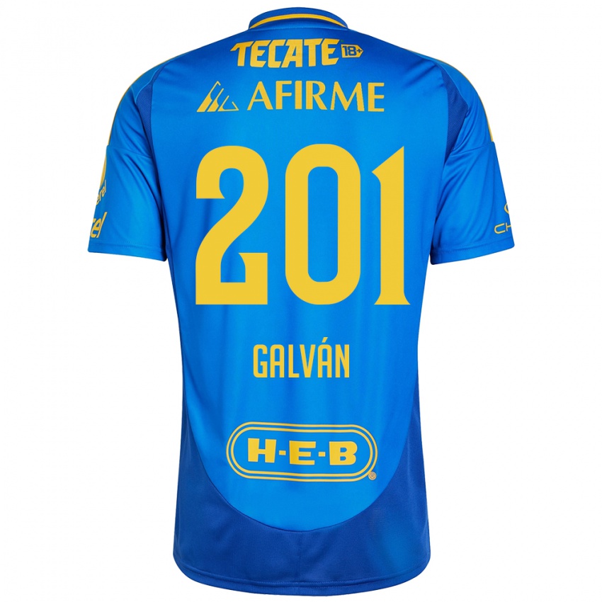 Kinder Isac Galván #201 Blau Gelb Auswärtstrikot Trikot 2024/25 T-Shirt