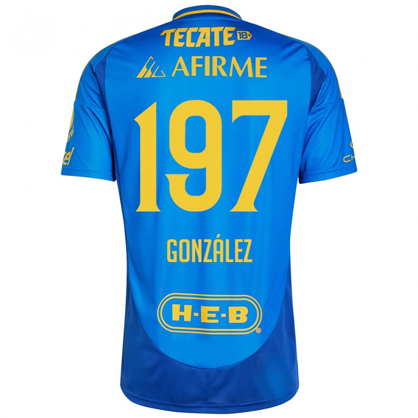 Kinder Germán González #197 Blau Gelb Auswärtstrikot Trikot 2024/25 T-Shirt