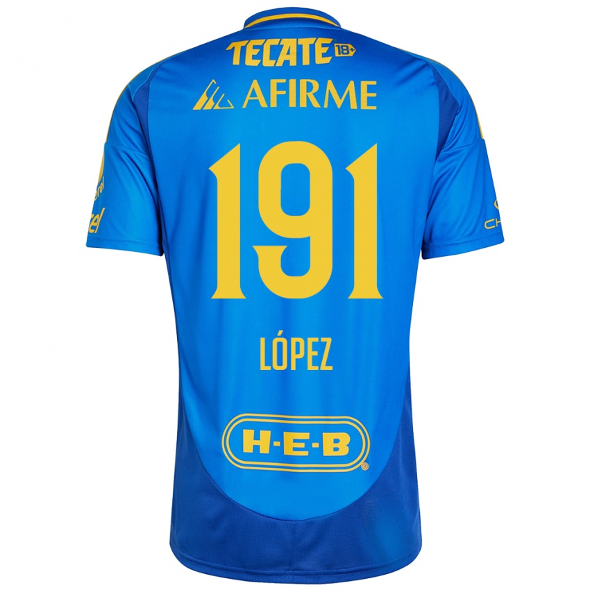 Kinder Adrián López #191 Blau Gelb Auswärtstrikot Trikot 2024/25 T-Shirt