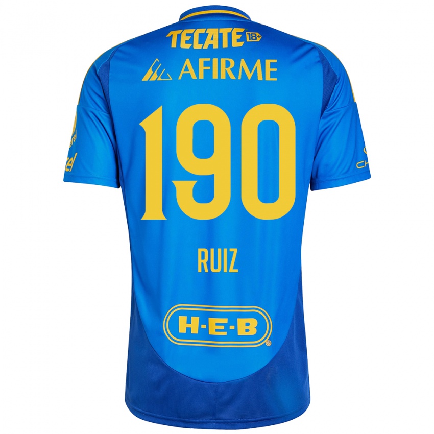 Kinder Óscar Ruiz #190 Blau Gelb Auswärtstrikot Trikot 2024/25 T-Shirt