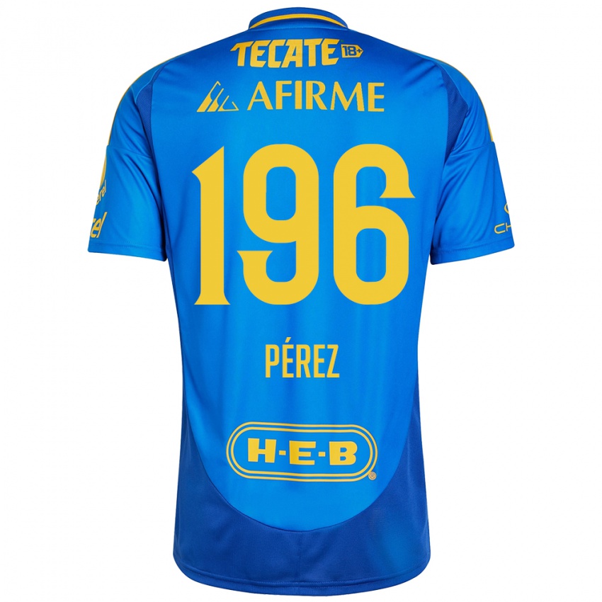 Kinder Axel Pérez #196 Blau Gelb Auswärtstrikot Trikot 2024/25 T-Shirt