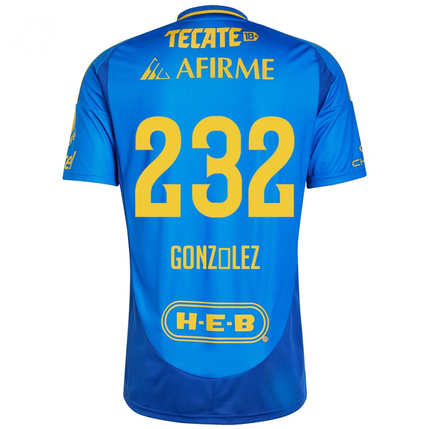 Kinder César González #232 Blau Gelb Auswärtstrikot Trikot 2024/25 T-Shirt