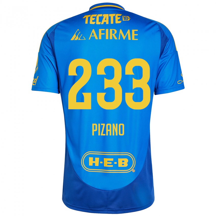 Kinder Juan Pizano #233 Blau Gelb Auswärtstrikot Trikot 2024/25 T-Shirt