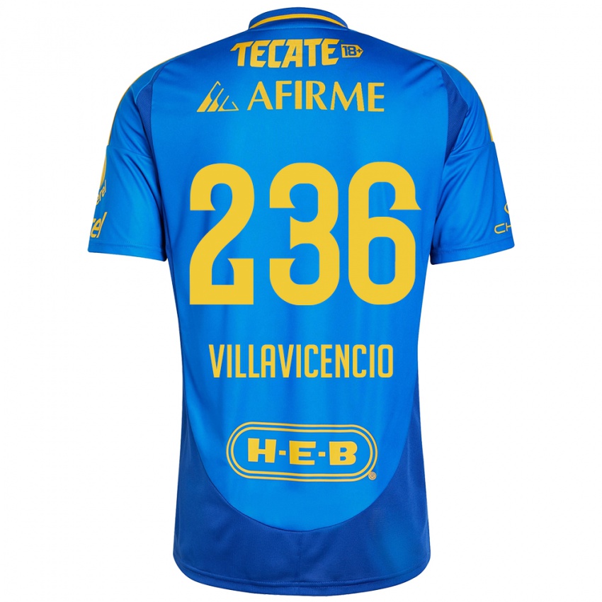 Kinder Edgar Villavicencio #236 Blau Gelb Auswärtstrikot Trikot 2024/25 T-Shirt