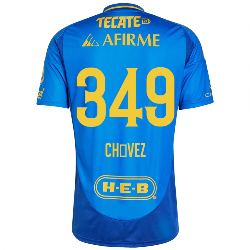 Kinder Jorge Chávez #349 Blau Gelb Auswärtstrikot Trikot 2024/25 T-Shirt