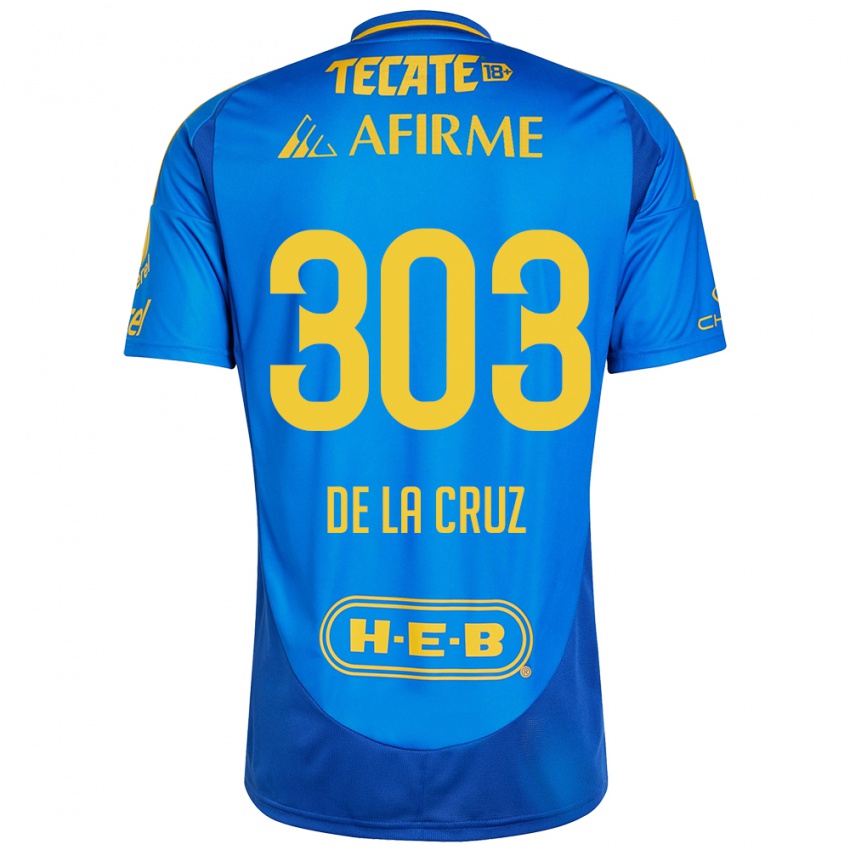 Kinder Erick De La Cruz #303 Blau Gelb Auswärtstrikot Trikot 2024/25 T-Shirt