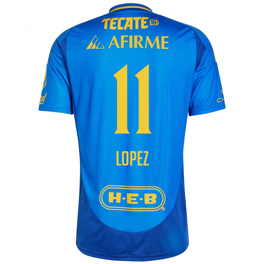 Kinder Nicolas Lopez #11 Blau Gelb Auswärtstrikot Trikot 2024/25 T-Shirt