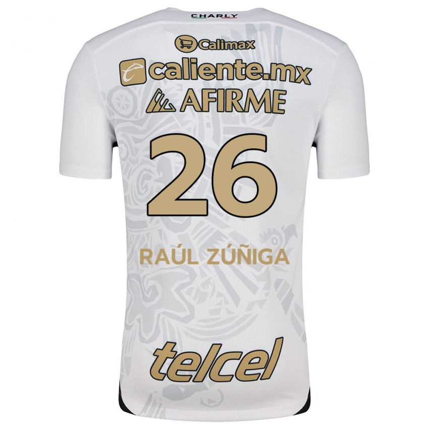 Kinder José Raúl Zúñiga #26 Weiß Schwarz Auswärtstrikot Trikot 2024/25 T-Shirt