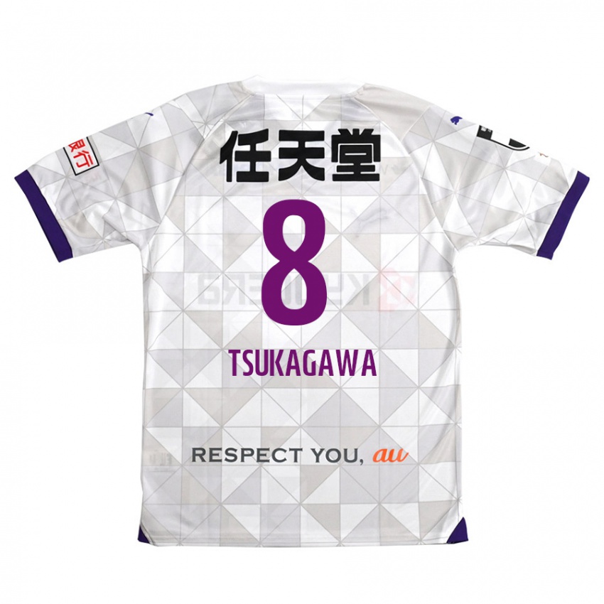 Kinder Koki Tsukagawa #8 Weiß Lila Auswärtstrikot Trikot 2024/25 T-Shirt