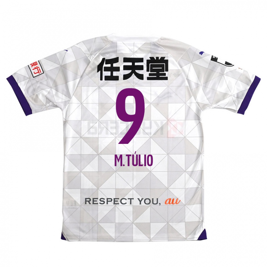 Kinder Marco Túlio #9 Weiß Lila Auswärtstrikot Trikot 2024/25 T-Shirt