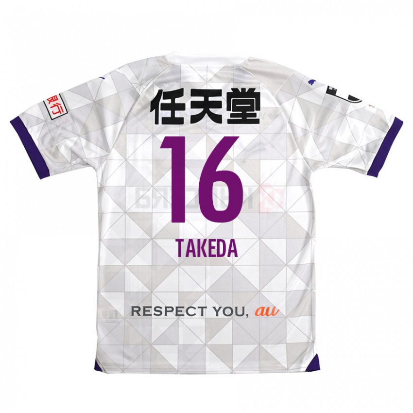 Kinder Shohei Takeda #16 Weiß Lila Auswärtstrikot Trikot 2024/25 T-Shirt