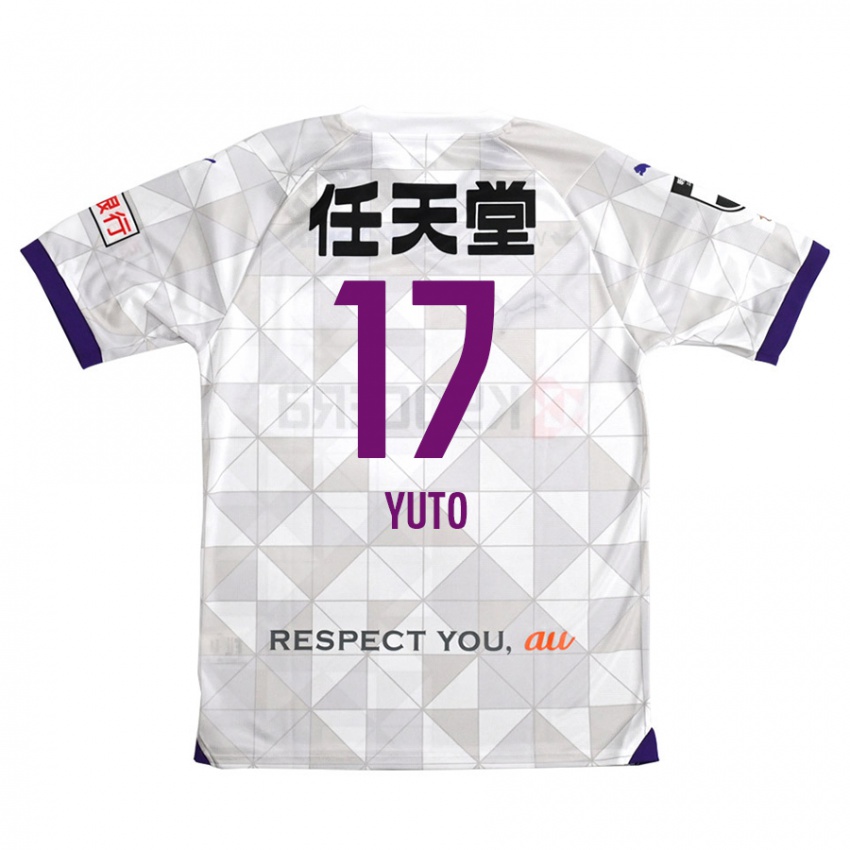 Kinder Yuto Anzai #17 Weiß Lila Auswärtstrikot Trikot 2024/25 T-Shirt