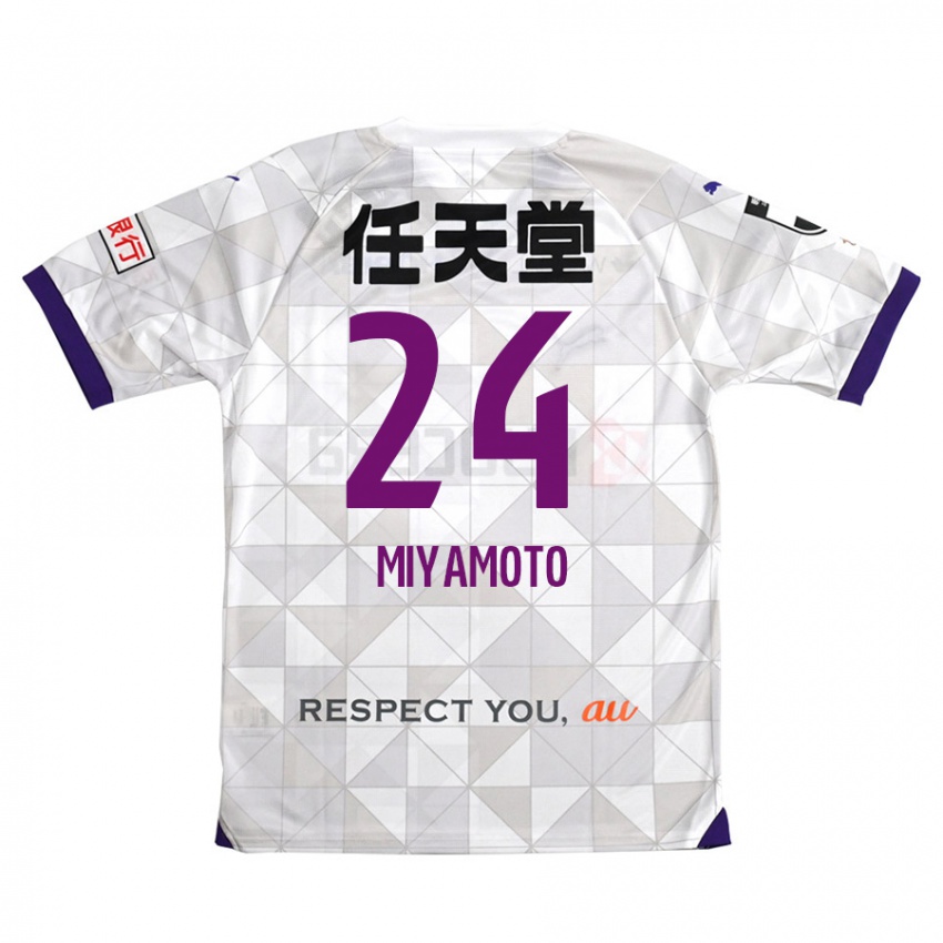 Kinder Yuta Miyamoto #24 Weiß Lila Auswärtstrikot Trikot 2024/25 T-Shirt