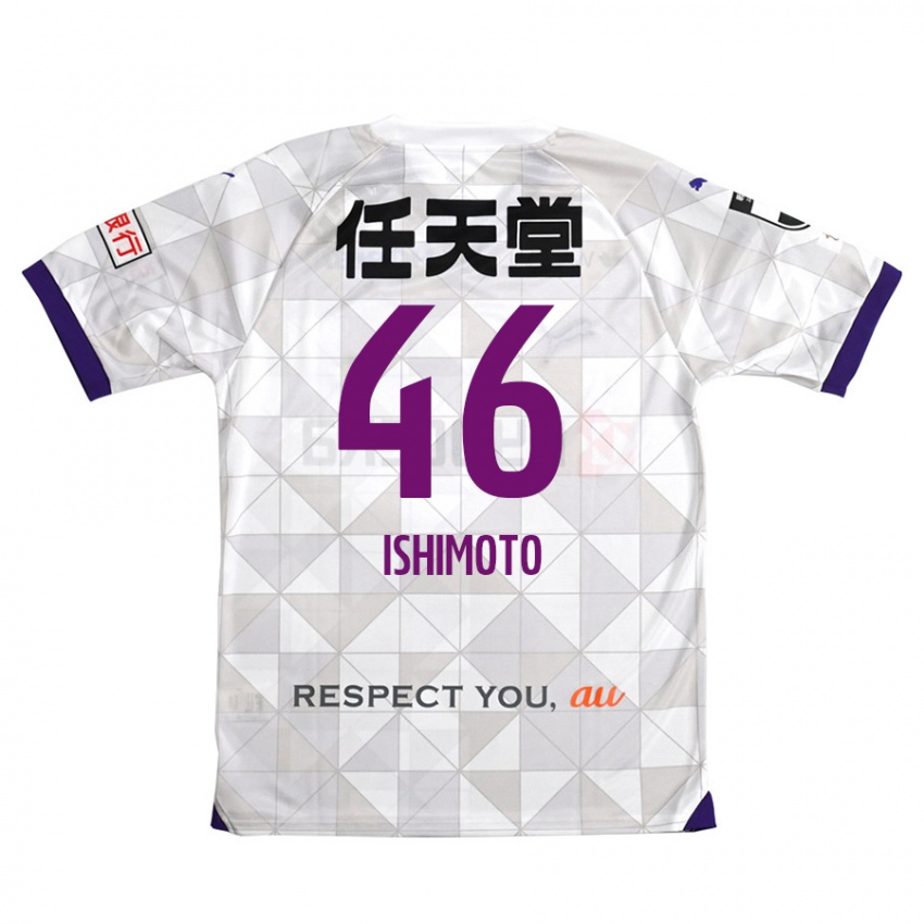 Kinder Taiga Ishimoto #46 Weiß Lila Auswärtstrikot Trikot 2024/25 T-Shirt