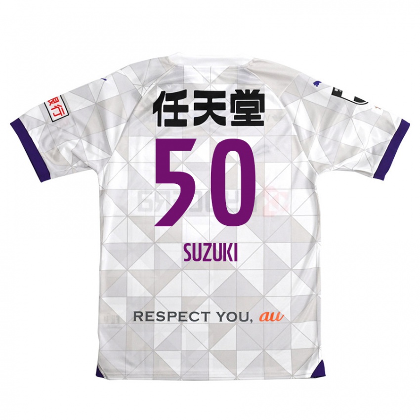 Kinder Yoshinori Suzuki #50 Weiß Lila Auswärtstrikot Trikot 2024/25 T-Shirt