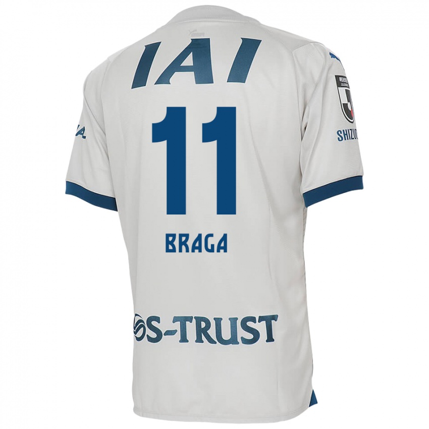 Kinder Lucas Braga #11 Weiß Blau Auswärtstrikot Trikot 2024/25 T-Shirt