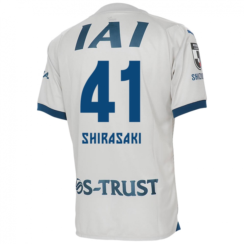 Kinder Ryohei Shirasaki #41 Weiß Blau Auswärtstrikot Trikot 2024/25 T-Shirt