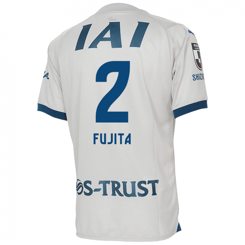 Kinder Shunsuke Fujita #2 Weiß Blau Auswärtstrikot Trikot 2024/25 T-Shirt