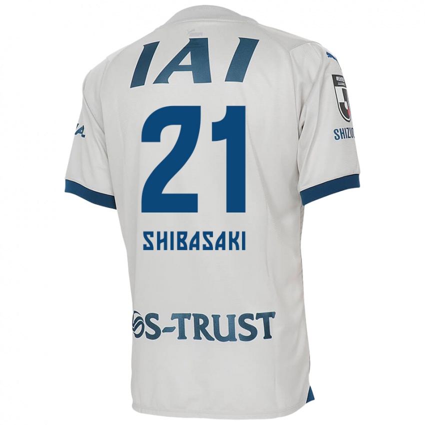 Kinder Kaito Shibasaki #21 Weiß Blau Auswärtstrikot Trikot 2024/25 T-Shirt