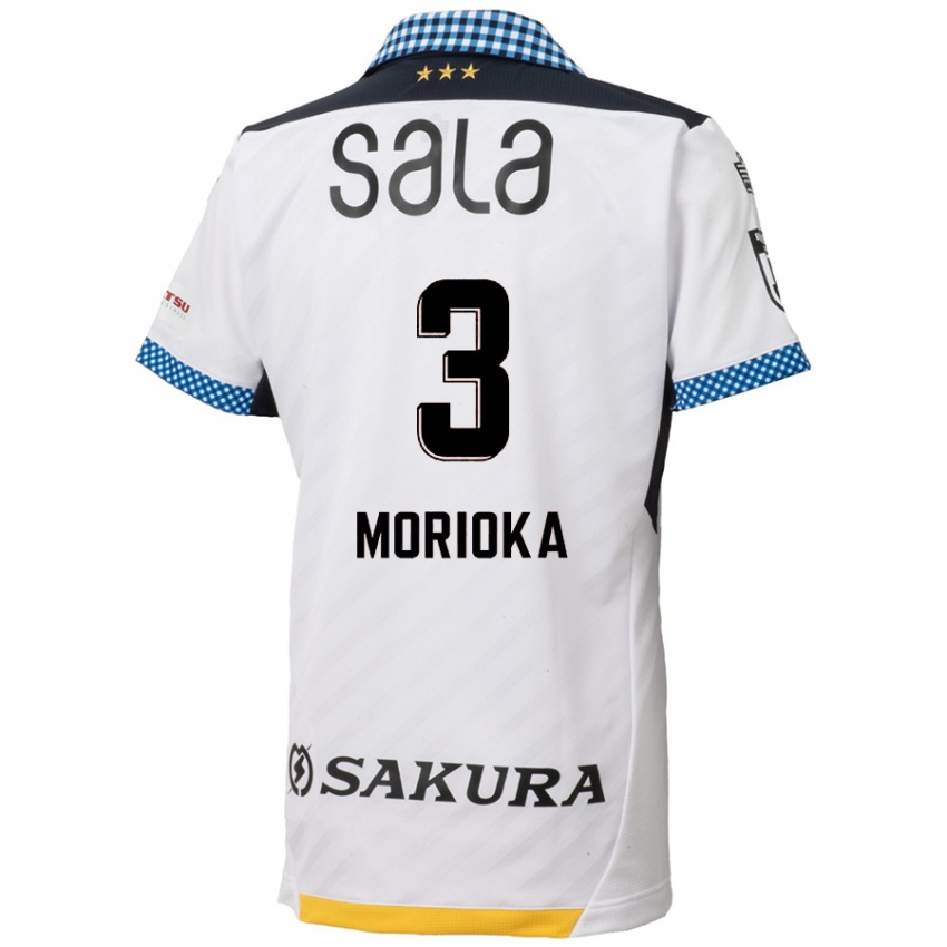 Kinder Riku Morioka #3 Weiß Schwarz Auswärtstrikot Trikot 2024/25 T-Shirt