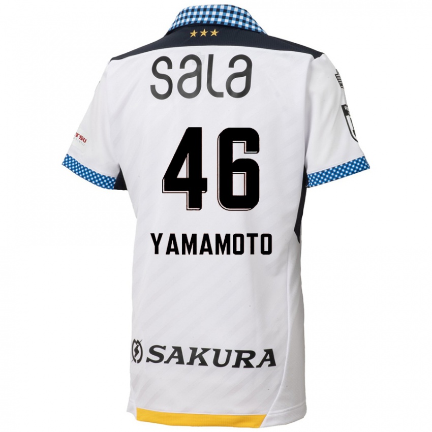 Kinder Shota Yamamoto #46 Weiß Schwarz Auswärtstrikot Trikot 2024/25 T-Shirt