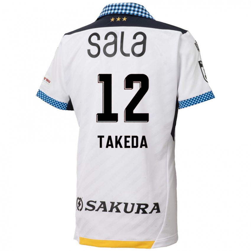 Kinder Yusei Takeda #12 Weiß Schwarz Auswärtstrikot Trikot 2024/25 T-Shirt