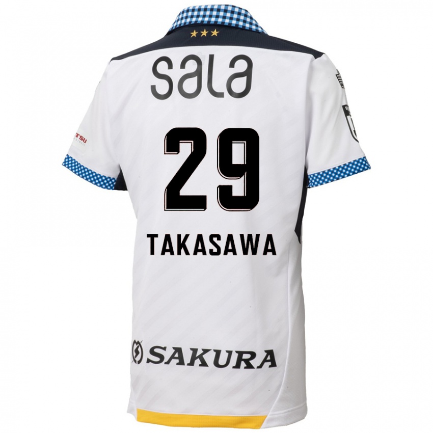 Kinder Kaito Takasawa #29 Weiß Schwarz Auswärtstrikot Trikot 2024/25 T-Shirt