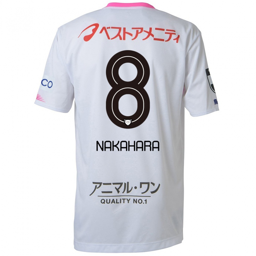 Kinder Hikaru Nakahara #8 Weiß Blau Rosa Auswärtstrikot Trikot 2024/25 T-Shirt