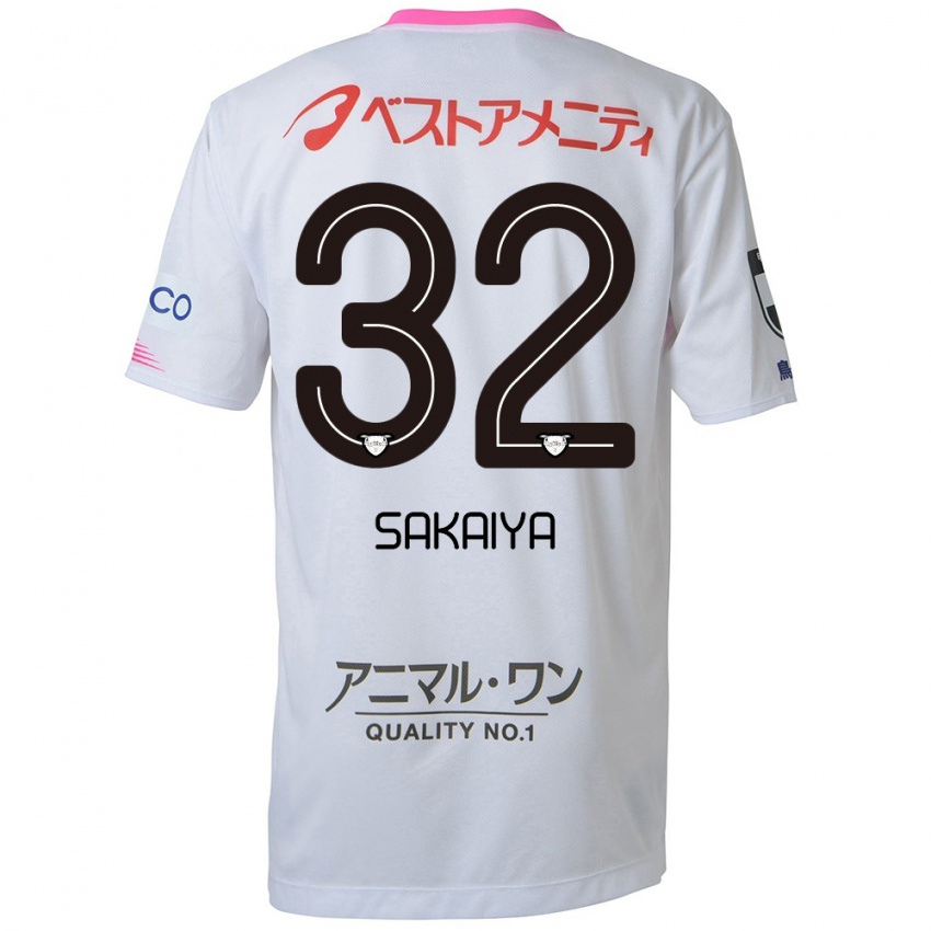 Kinder Keisuke Sakaiya #32 Weiß Blau Rosa Auswärtstrikot Trikot 2024/25 T-Shirt