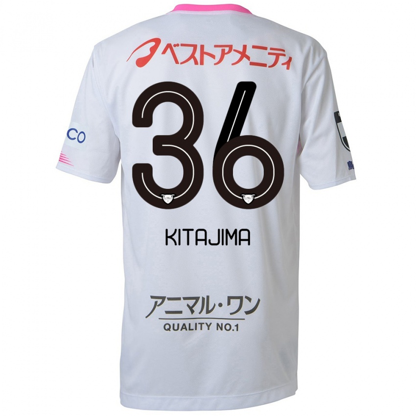 Kinder Fumiya Kitajima #36 Weiß Blau Rosa Auswärtstrikot Trikot 2024/25 T-Shirt